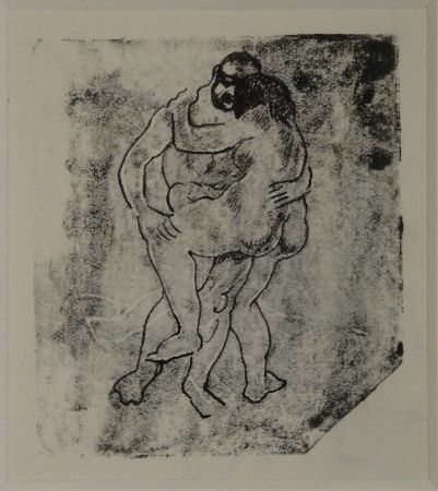 Monotype Schürch - (Erotische Szene stehend)