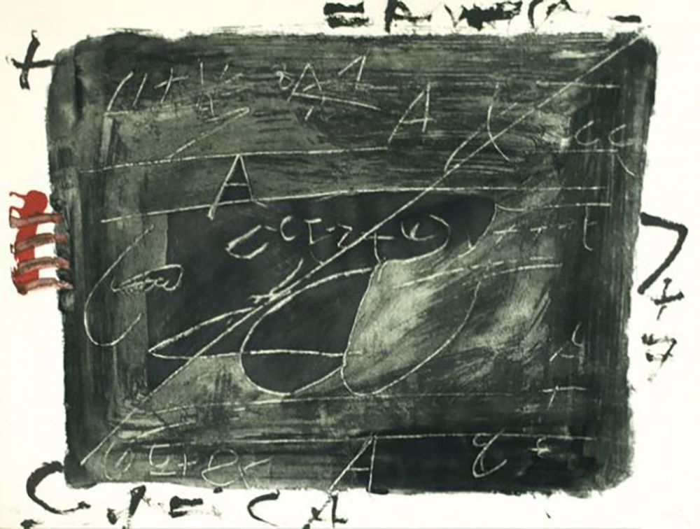 Gravure Tàpies - Esgriafats Damunt Negre 2