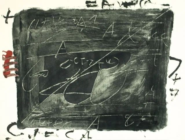 Eau-Forte Tàpies - Esgriafats Damunt Negre 2