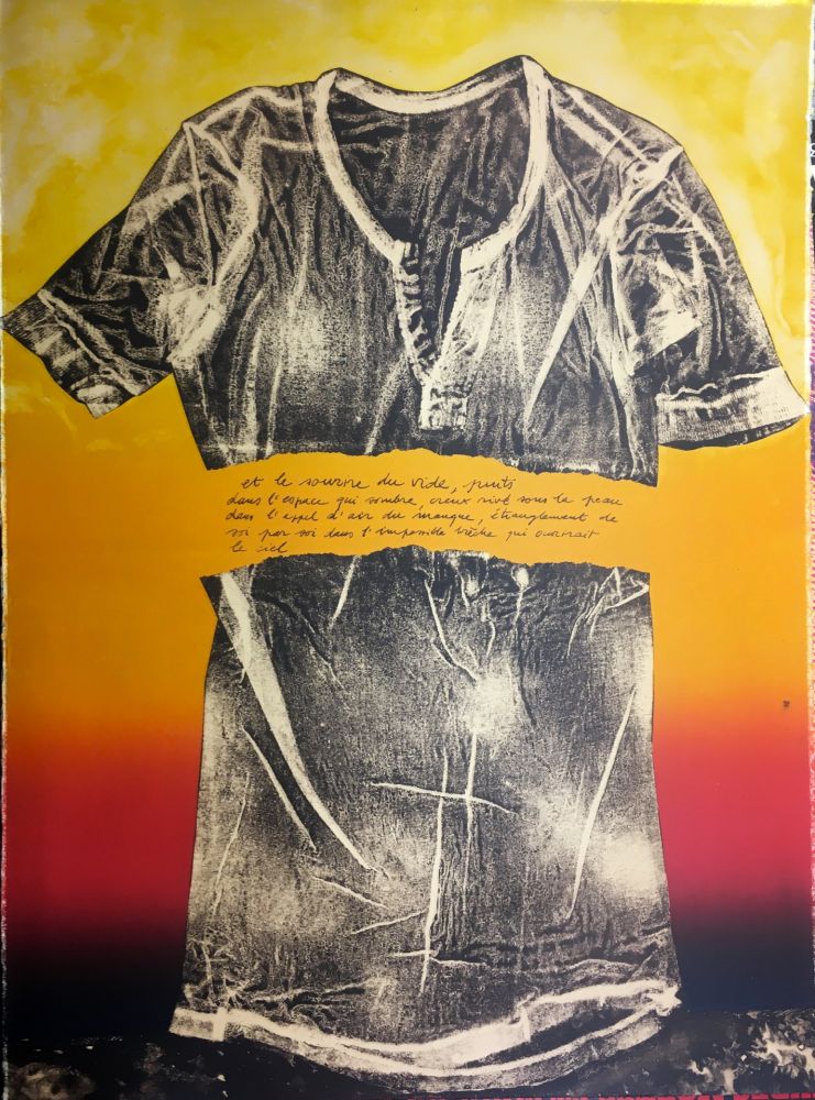 Lithographie Recalcati - Et le sourire du vide…(Placard Bailly). Version en rouge. Lithographie de 1975