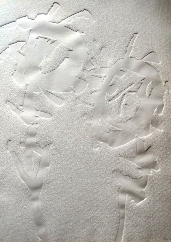 Relief Hajdu - Etienne HAJDU - Flowers 2 - Hand-signed Relief, 1970 - Gaufrage original signée