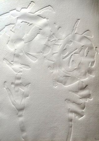 Relief Hajdu - Etienne HAJDU - Flowers 2 - Hand-signed Relief, 1970 - Gaufrage original signée