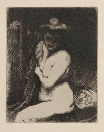 Gravure Besnard - Etude de nu / La toilette (The Bath)