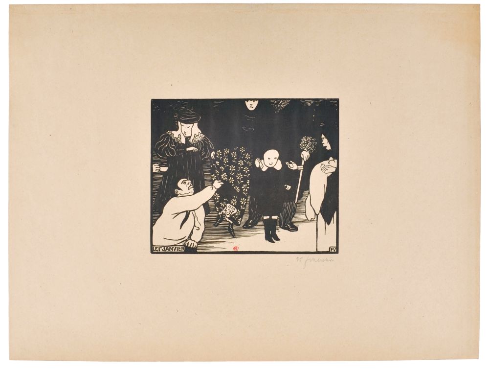 Lithographie Vallotton - Etude de nus