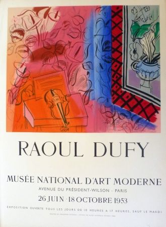 Lithographie Dufy - Exposition au musée national d'art moderne,Paris 1953