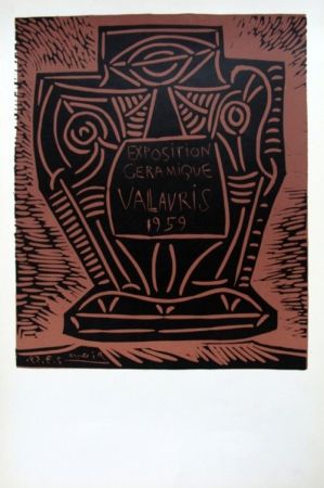 Linogravure Picasso - Exposition Ceramique Vallauris 1959