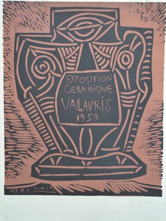 Linogravure Picasso - Exposition Céramique Vallauris - B1286