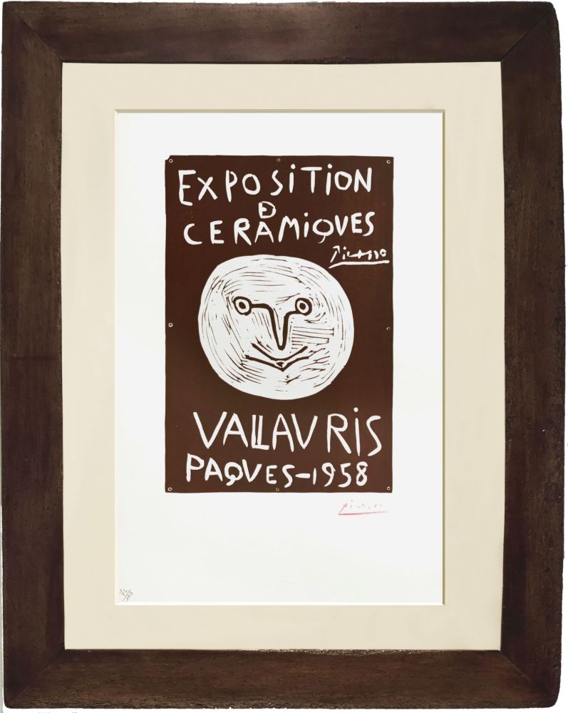 Linogravure Picasso - Exposition de Céramiques - Vallauris Paques