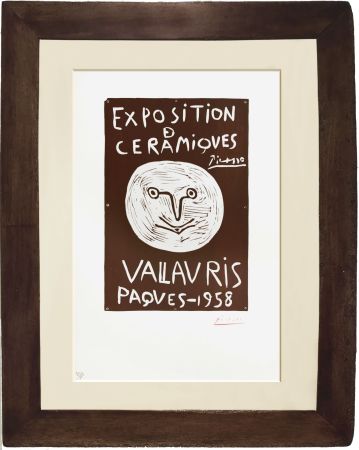 Linogravure Picasso - Exposition de Céramiques - Vallauris Paques - 1958