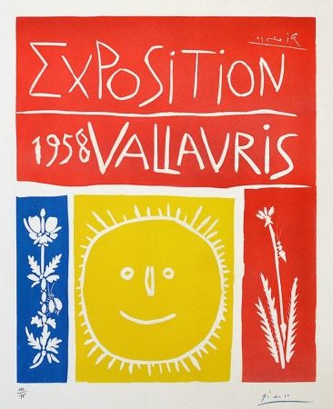 Linogravure Picasso - Exposition Vallauris, 1958