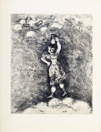 Gravure Chagall - Fables de la Fontaine : La laitière et le pot au lait, 1952