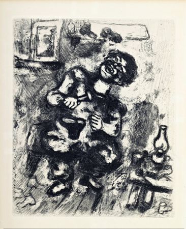 Gravure Chagall - Fables de la Fontaine : Le savetier et le financier, 1952