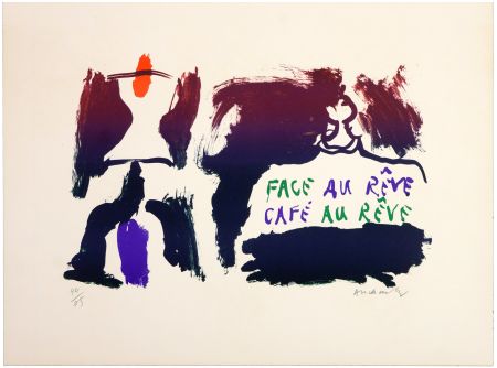 Lithographie Alechinsky - Face au rêve café au rêve