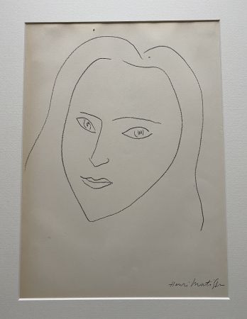 Lithographie Matisse (After) - Facing Woman’s  portrait with long hair 