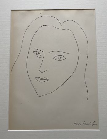 Lithographie Matisse (After) - Facing Woman’s  portrait with long hair 
