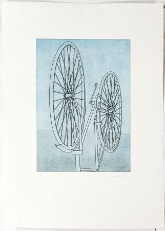 Gravure Klapheck - Fahrrad II - Die Fragwürdigkeit des Ruhms (The dubiousness of fame - Le caractère douteux de la renommée)