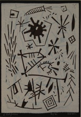 Linogravure Nebel - Farbiger Linolschnitt (Werknummer L. 643/1972). 