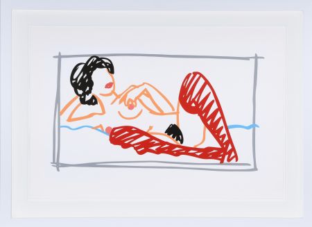 Sérigraphie Wesselmann - Fast Sketch Red Stocking Nude