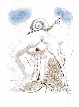 Gravure Dali - Femme a l'Escargot