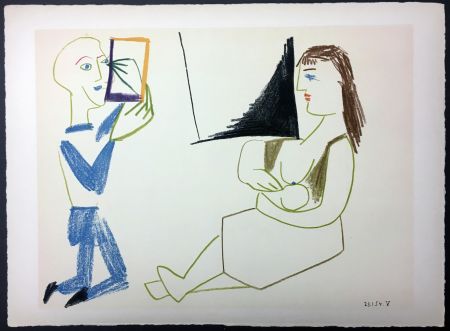 Lithographie Picasso - Femme allaitant (de La Comédie Humaine - Verve 29-30. 1954).