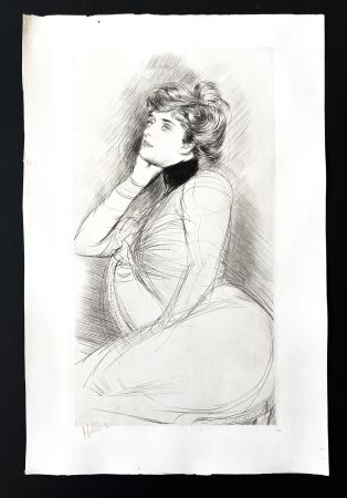 Gravure Helleu - Femme assise de profile