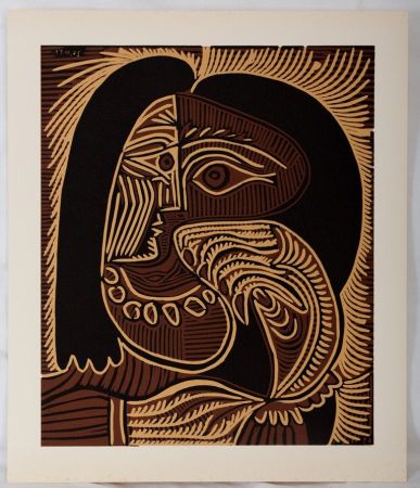 Linogravure Picasso - Femme au collier