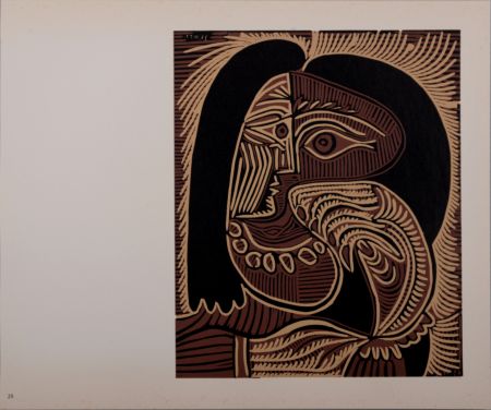 Linogravure Picasso - Femme au collier, 1962