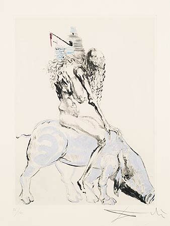 Gravure Dali - Femme au Couchon (Woman with a Pig)