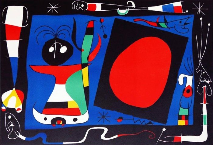 Lithographie Miró - Femme au Miroir / Woman at the Mirror