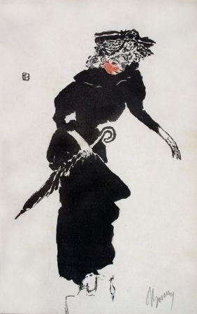 Lithographie Bonnard - Femme au Parapluie