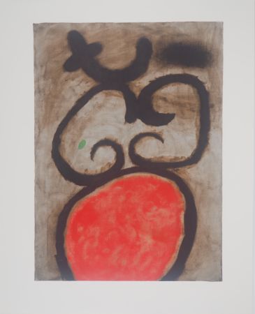 Lithographie Miró - Femme au tabouret