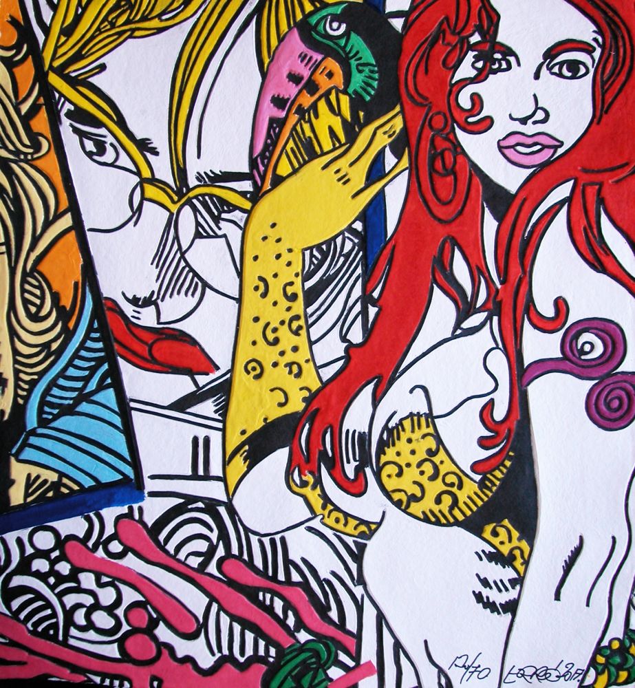Gravure Erro - FEMME AU TOUCAN