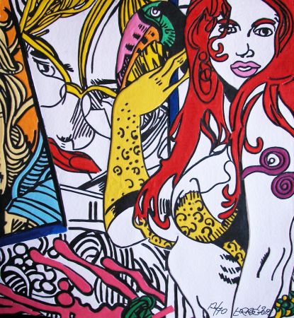 Gravure Erro - FEMME AU TOUCAN