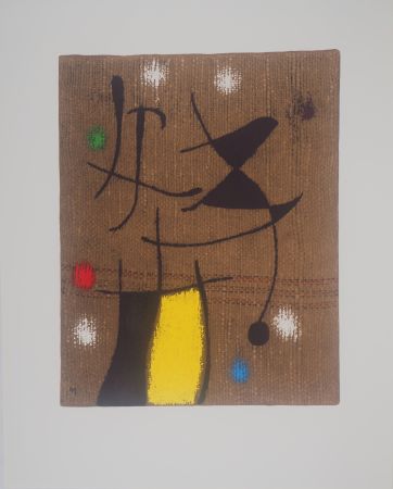 Lithographie Miró - Femme au téléphone