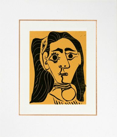 Linogravure Picasso - Femme aux cheveux flous (Jacqueline au bandeau III)