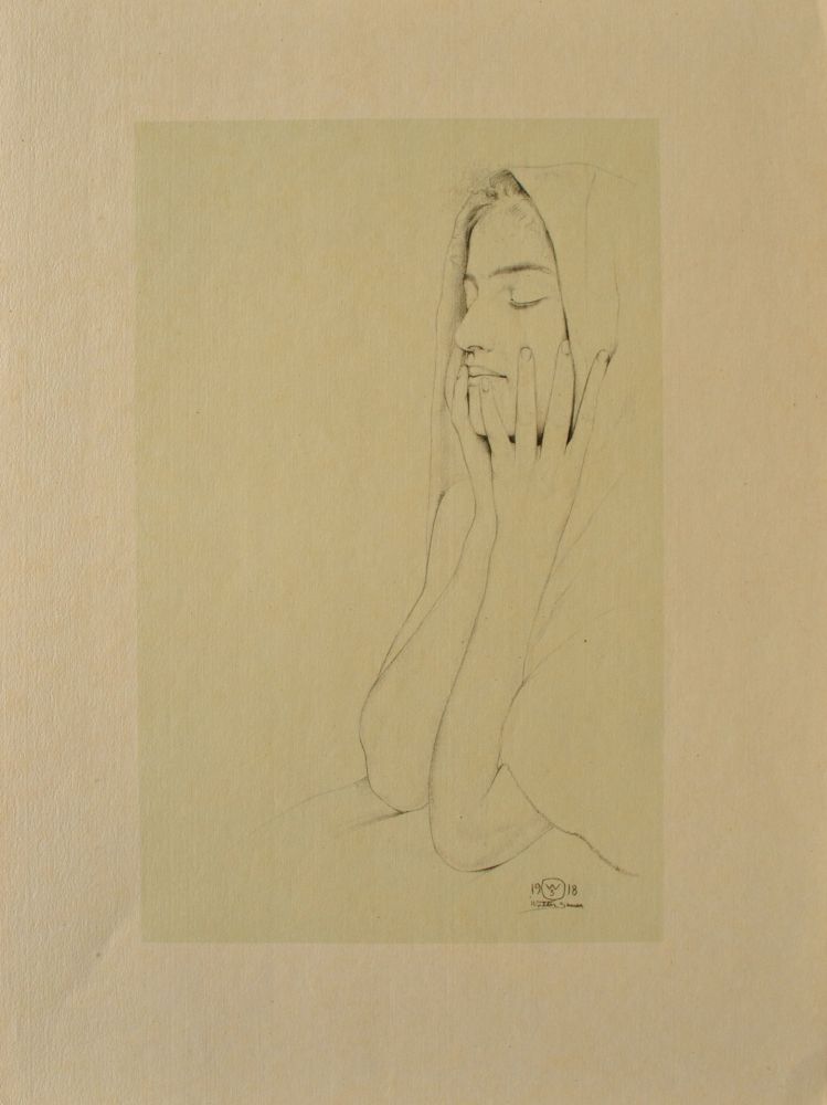 Gravure Sauer - Femme aux yeux clos