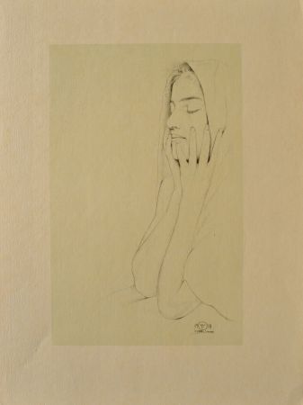 Gravure Sauer - Femme aux yeux clos