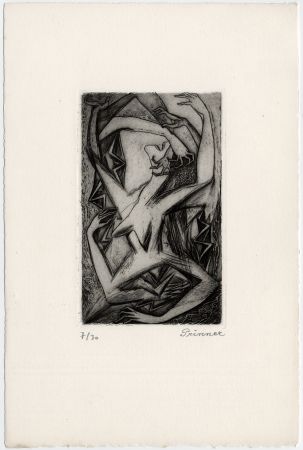 Eau-Forte Prinner - Femme, bras et mains (La Femme tondue, 1946)