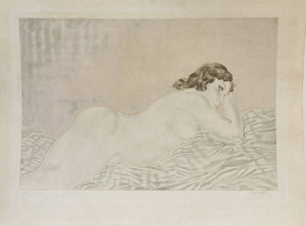 Eau-Forte Et Aquatinte Foujita - Femme brune allongée. 1930