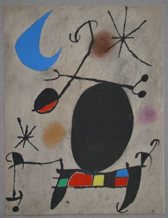 Pochoir Miró - Femme dans la nuit