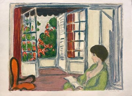 Lithographie Cottavoz - Femme dans un intérieur 