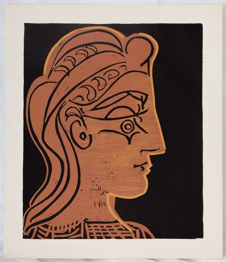 Linogravure Picasso - Femme de profil