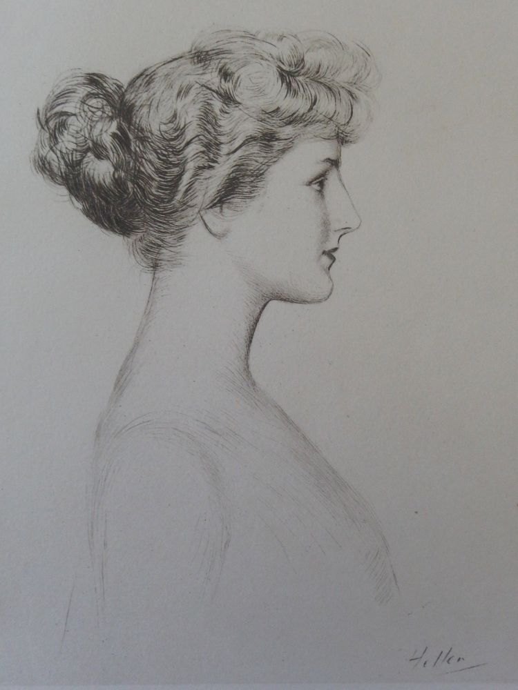 Gravure Helleu - Femme de profil