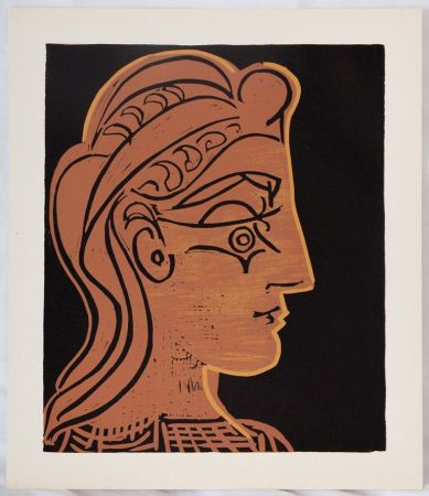 Linogravure Picasso - Femme de profil