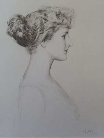 Gravure Helleu - Femme de profil