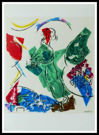 Lithographie Chagall (After) - FEMME EN VERT