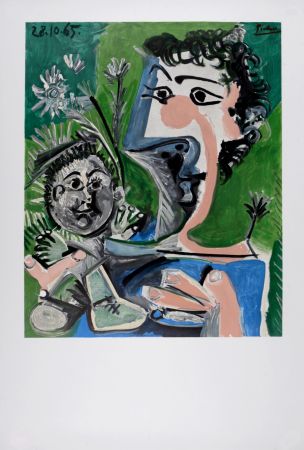 Lithographie Picasso (After) - Femme et enfant, 1966  