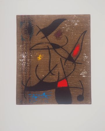 Lithographie Miró - Femme et oiseaux