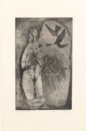 Eau-Forte Friedlaender - Femme et oiseaux