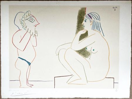 Lithographie Picasso - FEMME ET SATYRE (de La Comédie Humaine, 1954)